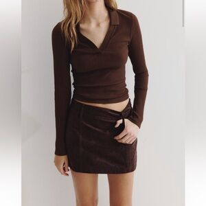 Elegant Dark Brown Mini Skirt